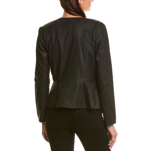 BB Dakota Clary Leather Jacket Black Size S - Picture 2 of 3